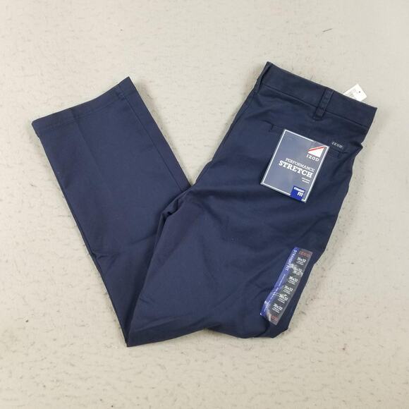 Izod Pants Mens 36x32 Navy Blue Performance Stretch Sportflex Straight Fit Chino - Picture 1 of 14